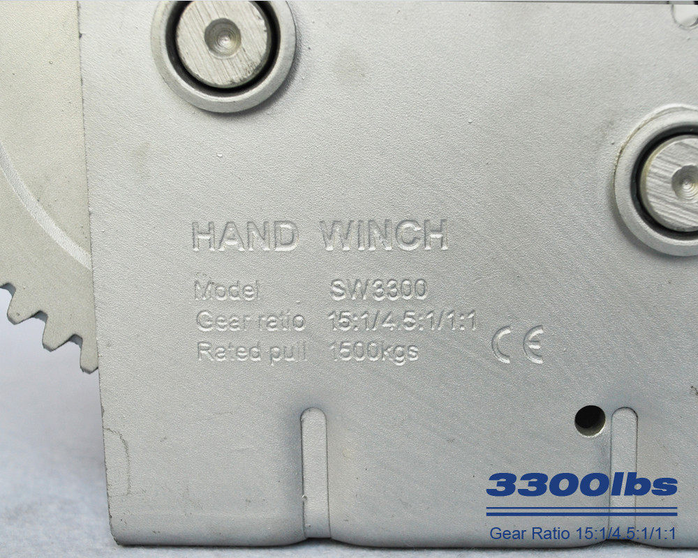 Trailer hand winch 15:1/4.5:1/1:1(3 speed) 1500kg pulling SW3300-5